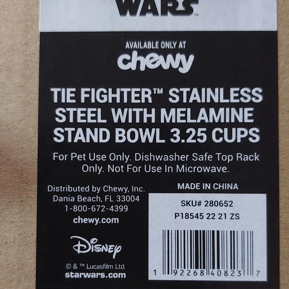 Lrge Star Wars Pet Bowl